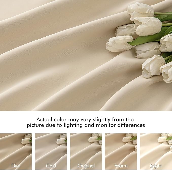 MIULEE Cream Beige Back Tab Light Blocking Curtains 84 Inch Length 2 Panels Set for Living Room Bedroom Privacy, Rod Pocket/Pinch Pleated Thermal Insulated Room Darkening Blackout Drapes W66xL84