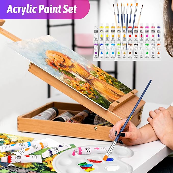iBayam Art Kit for Kids Teens Teenage Adult, 195-Pack Drawing Coloring Sketching Art Supplies Set for Cards Rocks Eggs Canvas Ceramic Wood Anime, with Canvases, Sketchbooks, Watercolor & Acrylic Pads