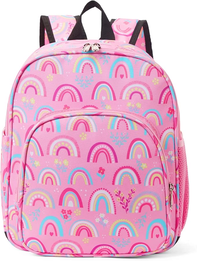 CLUCI Kids Backpack for Girls Toddler Backpack for Preschool Kindergarten Child Cute Daycare School Bookbag Travel Pink Rainbow