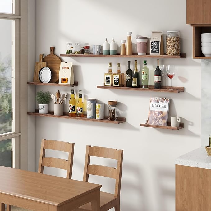 Floating Picture Ledge Shelves for Wall Set of 4, 72 Inch Wall Shelves with Lip Long Large Nursery Book Shelf for Toys Storage Kids Bookshelf Wall Mounted Living Room Bedroom Decor Frames