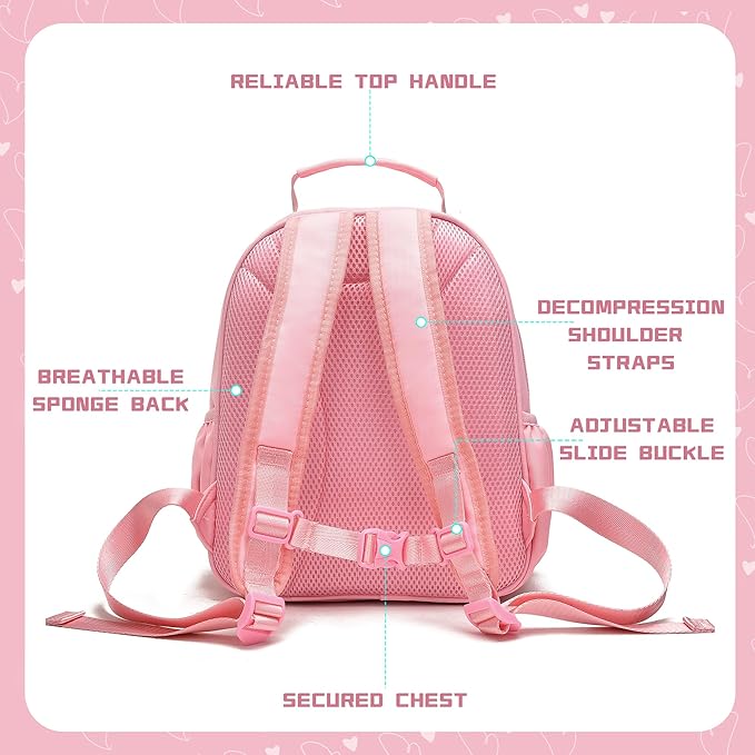 I IHAYNER Kids Glitter Lightweight Backpack for School Travel & Daycare, Toddler Backpack for Girls 3+ Preschool Kindergarten Elementary Kids Backpack-Rainbow Pink M