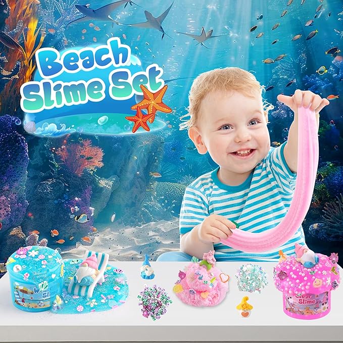 LAWOHO 6 Pack Slimes, Pink & Blue Slime Kit for Kids Ages 4-12 with Cloud, Butter & Water Slime, Non-Sticky Soft Sensory Toys, Slime Party Favors, Goodie Bag Stuffers for Girls & Boys Birthday Gifts