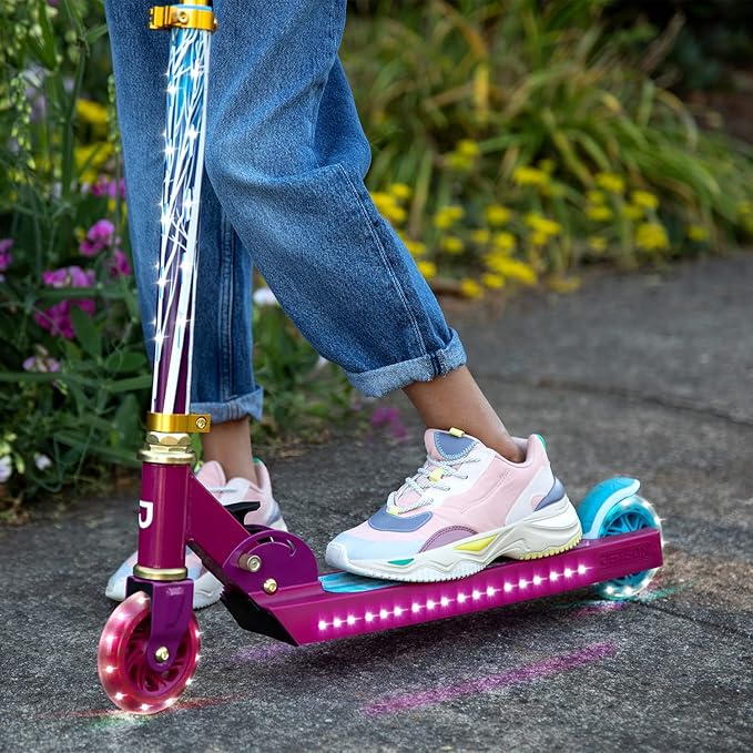 Jetson Character Kids Kick Scooter, LED Lights on Stem & Light-Up Wheels, Lightweight Frame, Height-Adjustable Handlebar, Lean-to-Steer System, Easy-Fold Mechanism