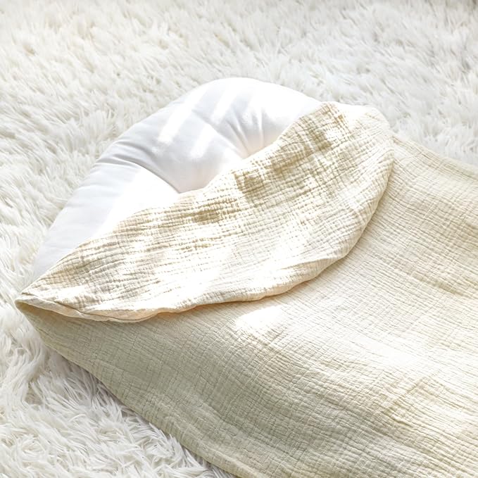 Hooyax Baby Lounger Cover 2 Pack - 100% Muslin Cotton Newborn Lounger Pillow Covers Only, Soft Breathable Infant Lounger Cover with Reinforced Stitching, Fits Most Standard Baby Loungers (Green Wheat)