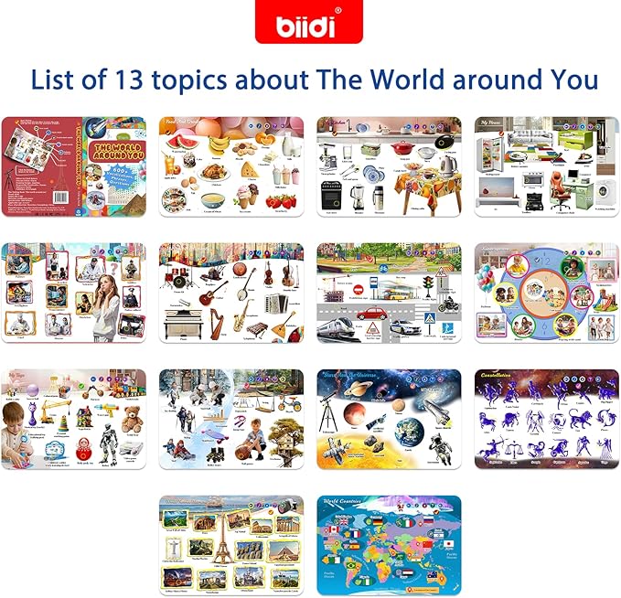 Interactive Sound Book for Kids Children,English Words Talking Book Activity for Toddler Age 3-5,Educational Learning Travel Toys for Boys Girls Birthday Gift 3 4 5 6 Year Old,Sensory Autism Toy