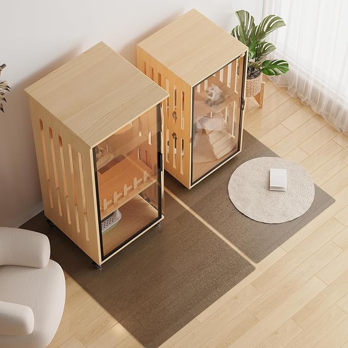 Floor Mat for Outdoor Indoor, 8'×10' Large Translucent Black Plastic Area Rug for Dining Room, Durable Non-Slip Hard Floor Living Room Rug, Waterproof Floor Protector for Garage, High Traffic Areas