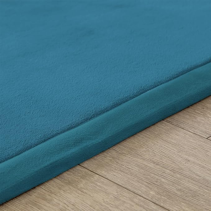 Loartee Coral Velvet Crawling Rug (6'8"x9'8", Blue) for Toddler Children Play Area Rugs Yoga Mat Exercise Pads Carpet