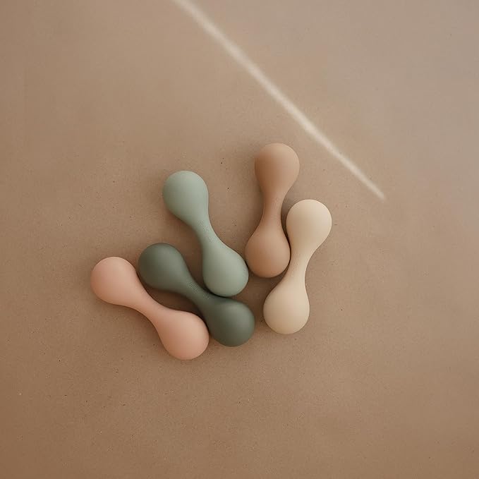 mushie Silicone Baby Shaker Rattle Toy | Ages 3+ Months (Shifting Sand)