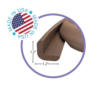 Kidkusion Baby Proof Edge Guards for Safety | Made in The USA | 28 Feet | Brown | Edge Protectors for Furniture, Tables, Fireplaces | Heavy Duty Tape Included