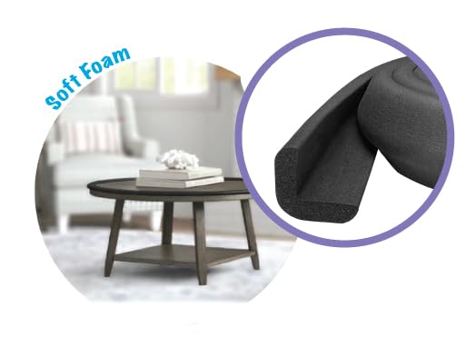 Kidkusion Baby Proof Edge Guards for Safety | Made in The USA | 6 Feet | Black | Edge Protectors for Furniture, Tables, Fireplaces | Heavy Duty Tape Included