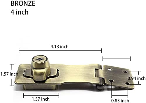 2 Packs Keyed Hasp Locks Twist Knob Keyed Locking Hasp for Small Doors, Cabinets and More,Stainless Steel Steel, Hasp Lock Catch Latch Safety Lock Door Lock with Keys (4inch, Bronze)