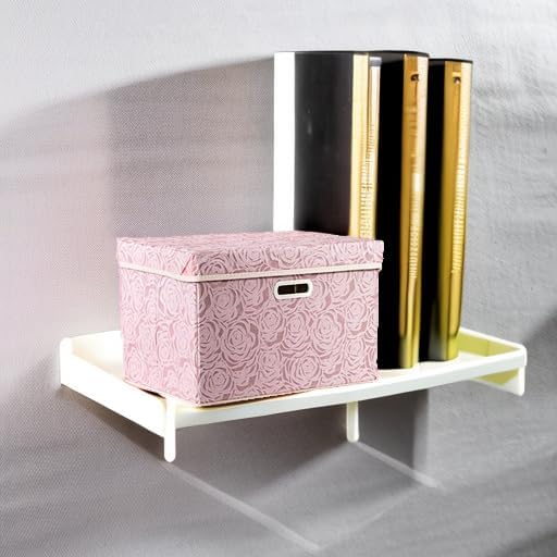 PRANDOM Larger Collapsible Storage Bin with Lid [1-Pack] Fabric Decorative Storage Box Cube Organizer Container Baskes with Handles Divider for Bedroom Closet Living Room Pink 17.7x11.8x11.8 Inch