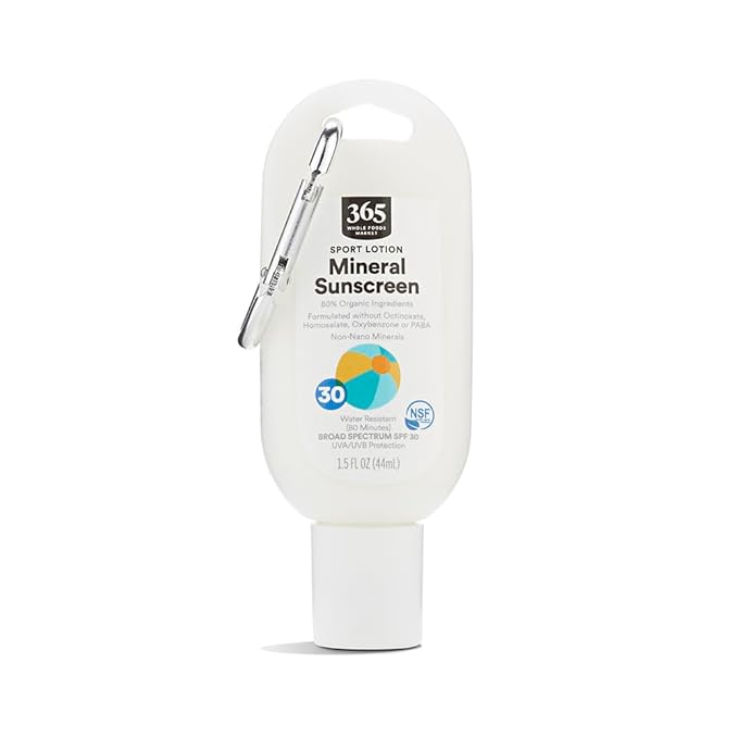 365 by Whole Foods Market, Sport Lotion Mineral Sunscreen, SPF 30, Water Resistant (80 Minutes), 1.5 Fl Oz