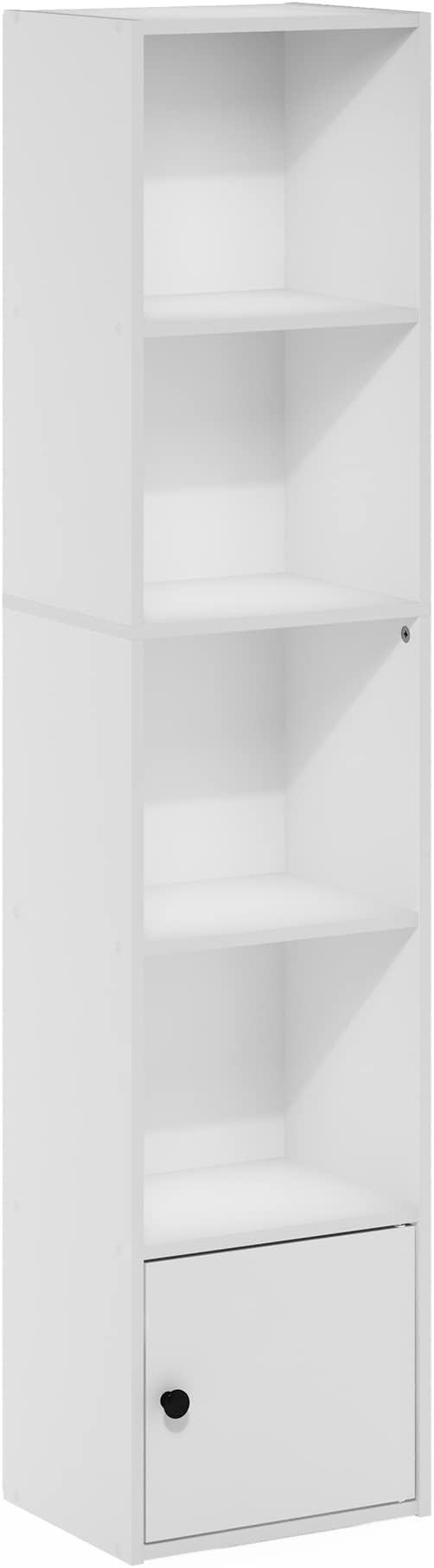 Furinno Luder Shelf Bookcase with 1 Door Storage Cabinet, White