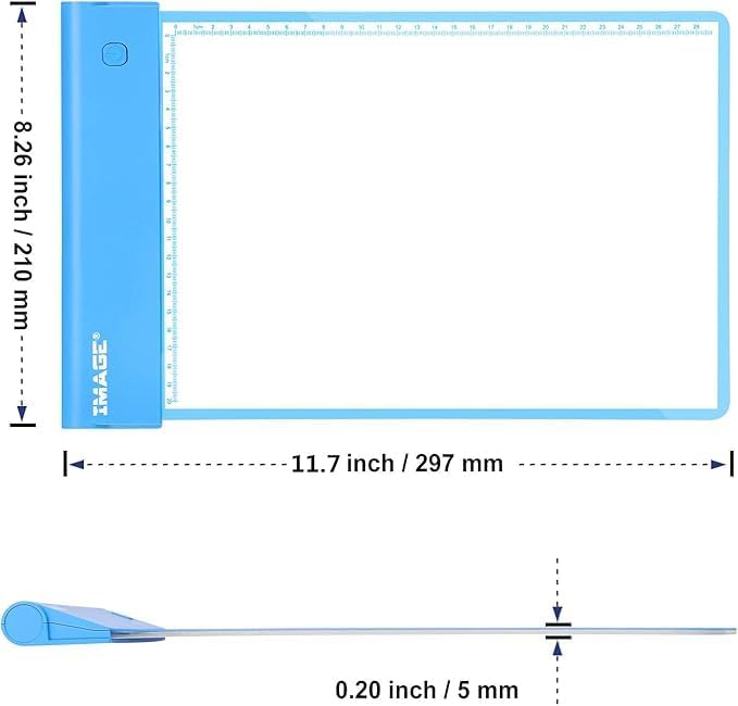 IMAGE Light Up Tracing Pad Blue Drawing Tablet Coloring Board for Kids Children Gift for Boys Girls (Includes 10 Traceable Sheets and Two Clips)