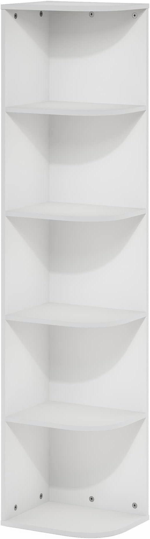 Furinno Pasir 5-Tier Corner Open Shelf Bookcase, White
