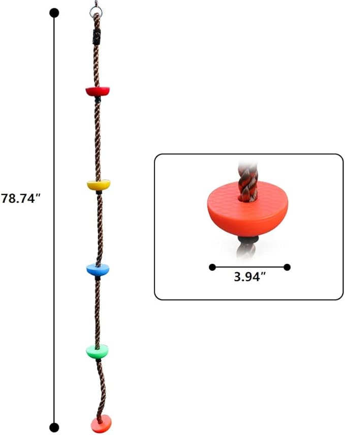 6.56ft Climbing Rope Swing with Treads Climbing Rope Plate Swing Hanging Swing Ninja Rope Accessories