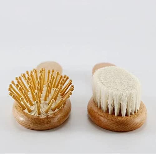 PandaEar Baby Hair Brush and Comb Set for Newborn| Natural Wooden Hairbrush with Soft Goat Bristles, Pear Wood Comb and Wooden Massage Brush for Infant, Toddler, Kids