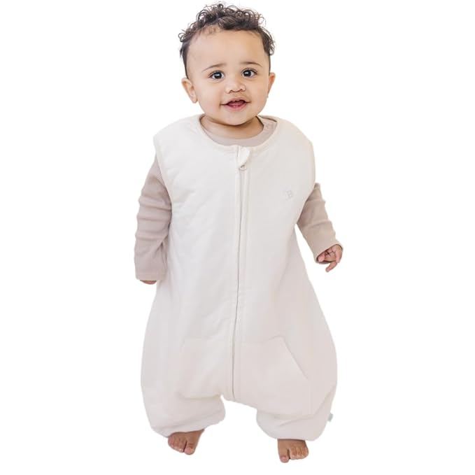 Tealbee DREAMSUIT: Toddler Sleep Sack with Feet 12-18 months, 18-24 months - 1.2 TOG All Season Baby Wearable Blanket for Walkers - Rayon made from Bamboo, Organic Cotton Sleeping Bag - Undyed