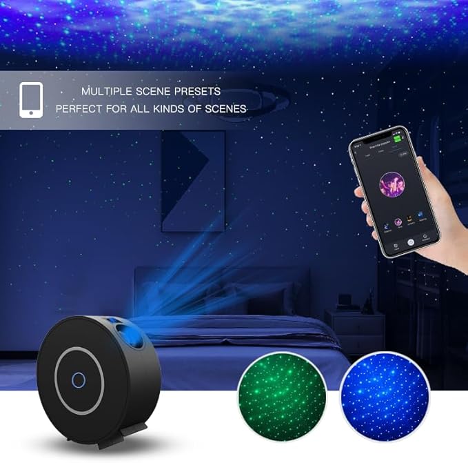 Star Projector, Galaxy Projector for Bedroom, Smart APP & Voice Control Galaxy lamp, Compatible with Alexa & Google Home, for Kids Adults Bedroom,Room Decor,Game Room,Party (Black Round)