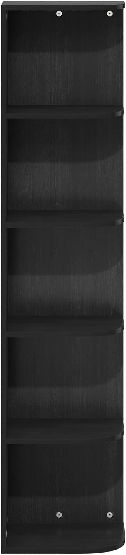 Furinno Pasir 5-Tier Corner Open Shelf Bookcase, Blackwood