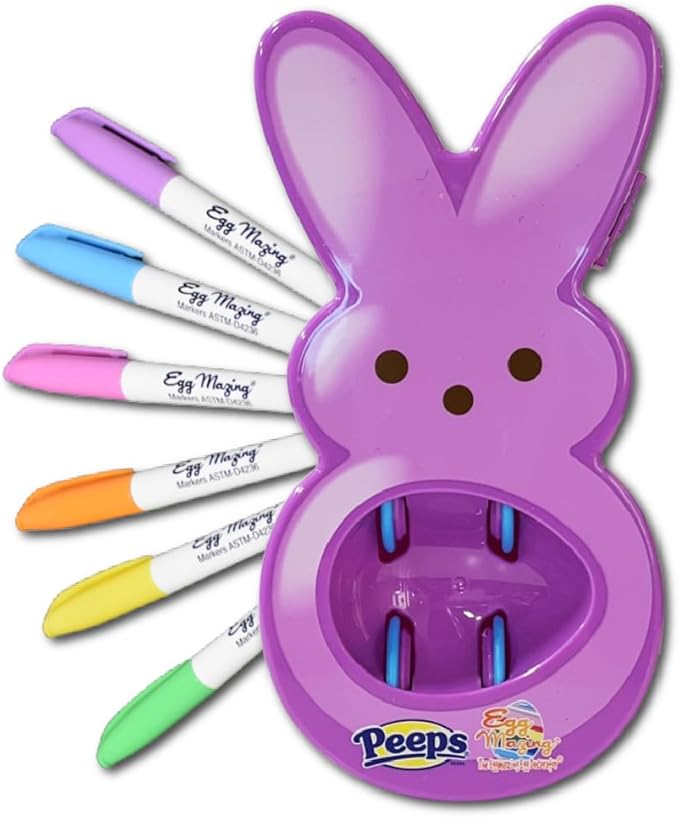 The Eggmazing Egg Decorator - Peeps Bunny - Arts and Craft Set Includes 6 Colorful Quick Drying, Non-Toxic Markers - Purple - Packaging May Vary