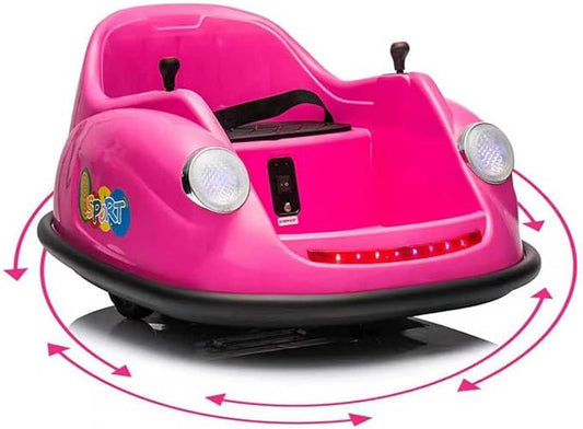 12V Bumper Car for Toddlers, Electric Toy Ride on Battery Car with Kids W/Parent Remote Control, 2-Speed, 360 Degree Spin, Music & LED Lights for Kids, Pink