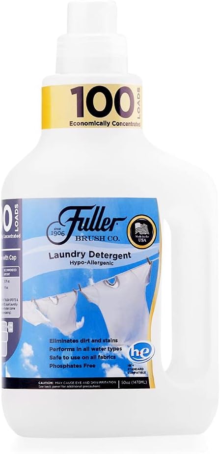 Fuller Brush 100 Laundry Detergent - Hypoallergenic, Unscented & Dye Free Clothe Washing Formula For Washing Infant/Baby Clothing - Mild Cloth Cleaning Products For All Skin Types (Pack of 6)
