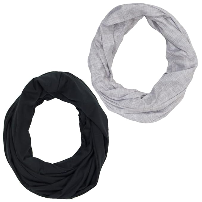 LK Baby Infinity Nursing Scarf Breastfeeding Cover Ultra Soft Premium Jersey Polyester- 100% AZO free and Safe for Baby (2pk Grey/Black)