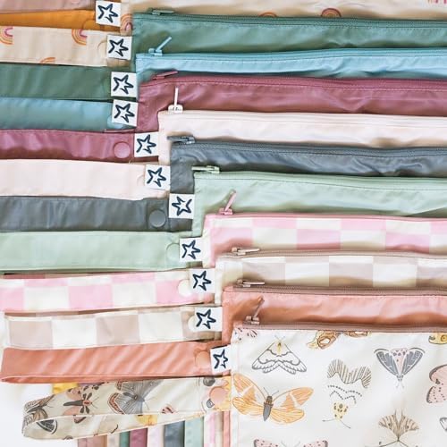 Tiny Twinkle Mess proof Waterproof Wet Dry Bag,2pk Reusable Wet Bags for Swimsuits&Baby Clothes,Leakproof Wet Bag,Waterproof Bag for Travel&Diaper bag,Wet Bags for Baby (Slate, Olive)