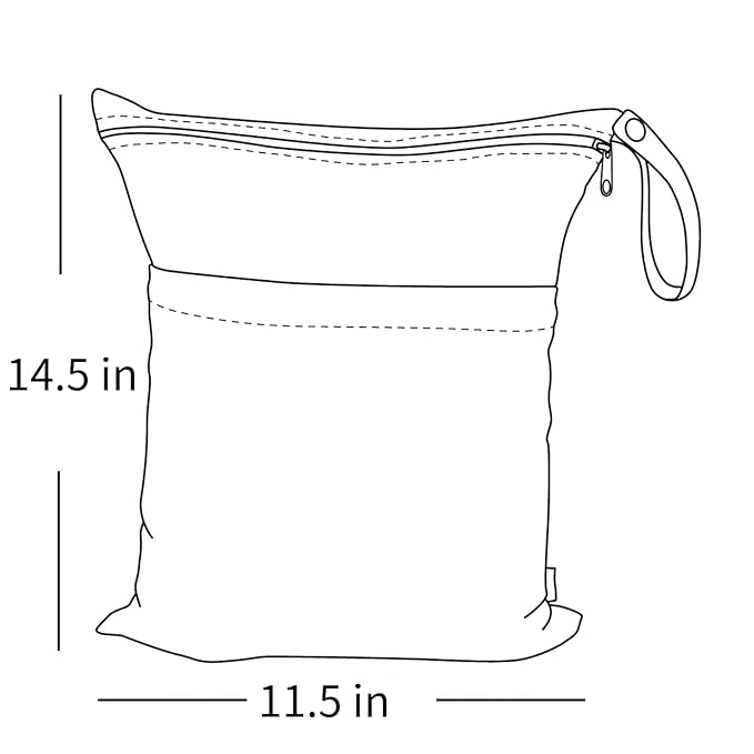 ALVABABY 2pcs Cloth Diaper Wet Dry Bags Waterproof Reusable with Two Zippered Pockets Travel Beach Pool Daycare Soiled Baby Items Yoga Gym Bag for Swimsuits or Wet Clothes L114117