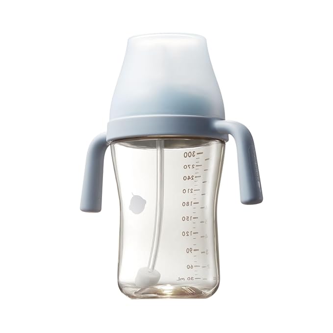 Bc babycare Sippy Cup Learner for 6+ Month Old with Nipples & Handles, Spill Proof Sippy Cup, Weighted Straw Toddler Cups, Anti-Choking Baby Cups 1 Pack,Blue