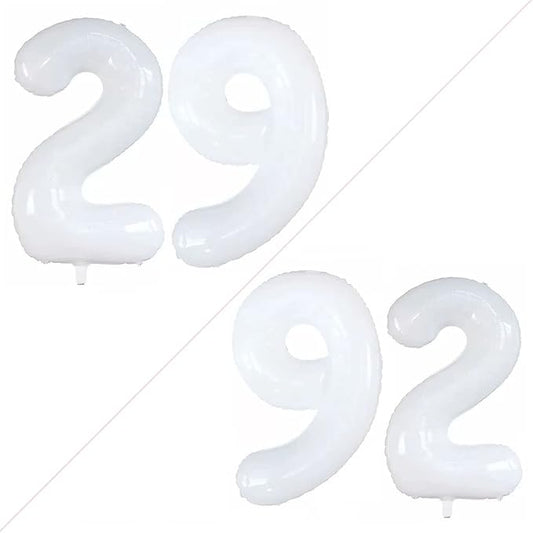 GOER Number 29 Balloons for 29th Birthday Party Decorations,42 Inch Jumbo Foil Helium 92 Balloons for 92nd Birthday Party Decoration (White)