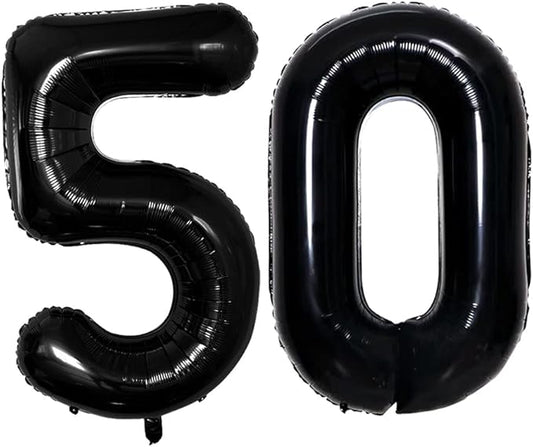 GOER Number 50 Balloons for 50th Birthday Party Decorations,42 Inch Jumbo Foil Helium Balloons for 50th Anniversary (Black)