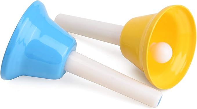 Facmogu 8 Pack Handbells Set, Colorful 8 Note Diatonic Metal Music Bells, Percussion Instrument Bells, Musical Handbells Set for Festival Musical Teaching Church Chorus Wedding Family Birthday Party