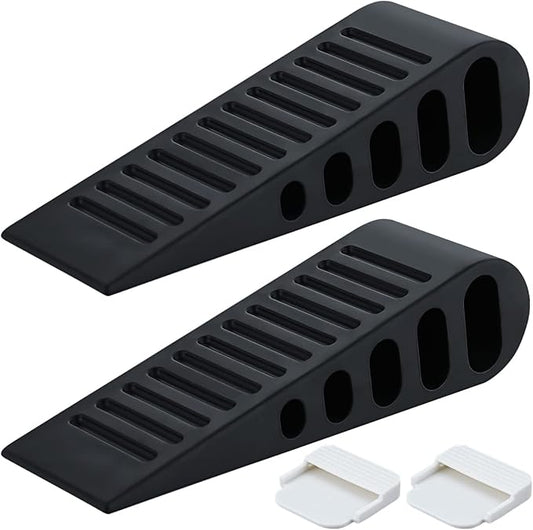 JQK Rubber Door Stopper Wedge, Black 9 Pack Soft TPR Premium Door Stops for Bottom of Heavy Duty Door on Tile, Concrete, Carpet, Wooden Floor, DSB61-BK-P9