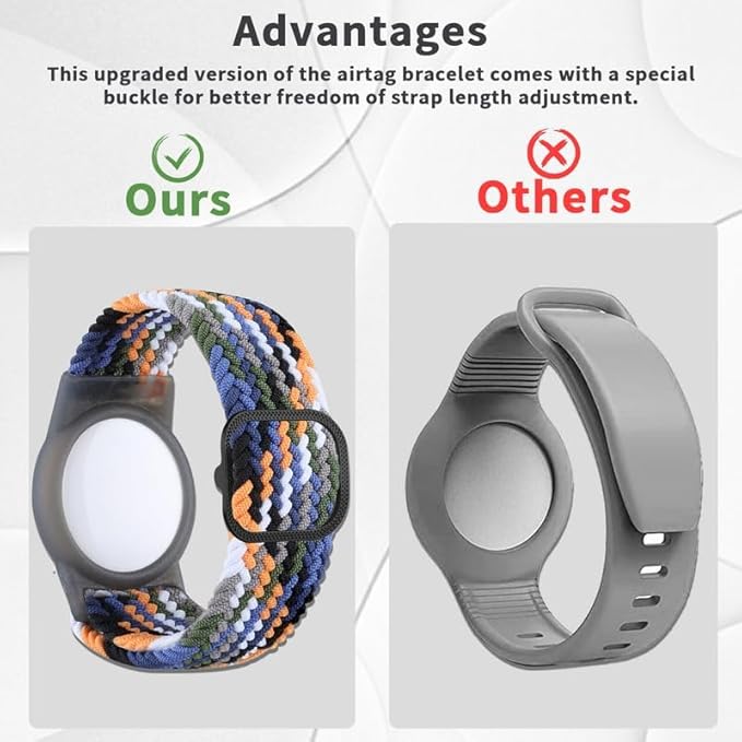 2 Pack Kids Bracelet Compatible with AirTag, GPS Kid Tracker Holder Braided Wristband for Apple Air Tag, 2022 Upgraded Nylon Adjustable Anti Lost Airtag Watch Band for Kids Children Elders