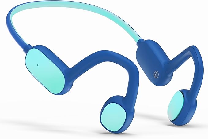 Kids Headphones, Bluetooth 5.2 Air Conduction Open Ear Headphones, 85dB Volume Limiting, Stereo Sound with Mic, IPX5 Waterproof, 20H Playtime, Perfect for School and Outdoor Activities-Blue