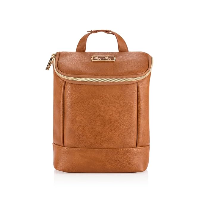 Itzy Ritzy Insulated Bottle Bag – Keeps Bottles Warm or Cool - Holds 3 Bottles & Features Interior Pocket for Ice Pack (Not Included), Cognac