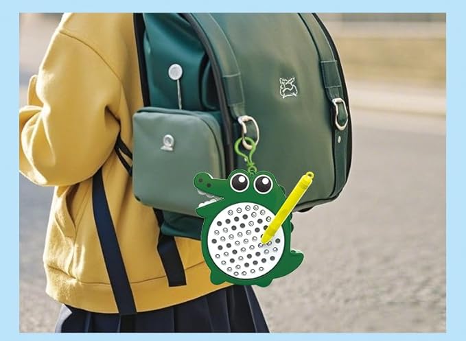 1PCS Crocodile Magnetic Drawing Board for Kids & Toddlers with Beads and Magnet Stylus Pen - Magnetic Travel Toy for Airplane & Car Ride Activities for Kids