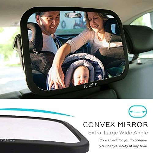 Funbliss Baby Car Mirror for Rear Facing Seat,360° Rotation, Safety Certified Shatterproof Acrylic Glass, Clear Wide View,Infant Mirror for Car Seat Rear Facing