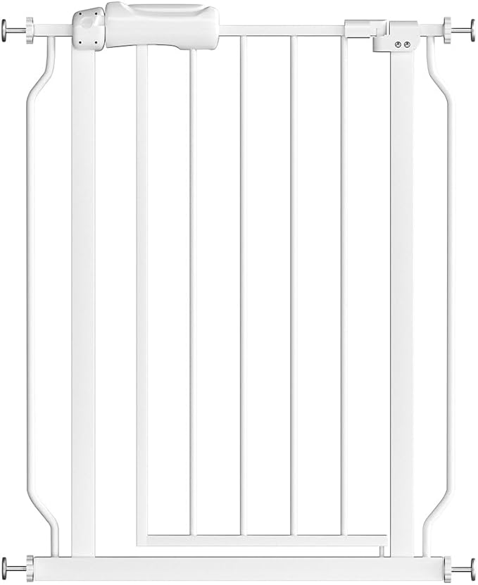 Fairy Baby Narrow Baby Gate 27 Inch to 29 Inch Wide, Small Auto Close Walk Through Safety Gates Pressure Mounted for Stairs Doorways Kids or Pets,White