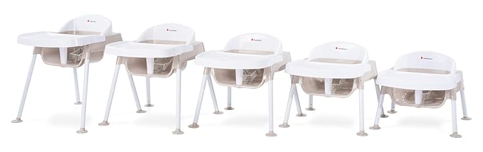 Foundations Secure Sitter Feeding Chairs Multipack, No-Tip Feet, 3-Point Adjustable Harness, Removable Tray, Easy to Clean, Stackable Feeding Chairs, 3 Pack (9 inch)