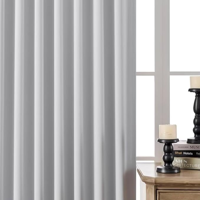 Joydeco 72 Inch 60% Blackout White Curtains 2 Panels,Elegant Soft Sheer Curtains for Bedroom,Thermal Insulated Black Out Drapes for Living Room,Rod Pocket Back Tab Drapes(W37 x L72 Inch,Greyish White)