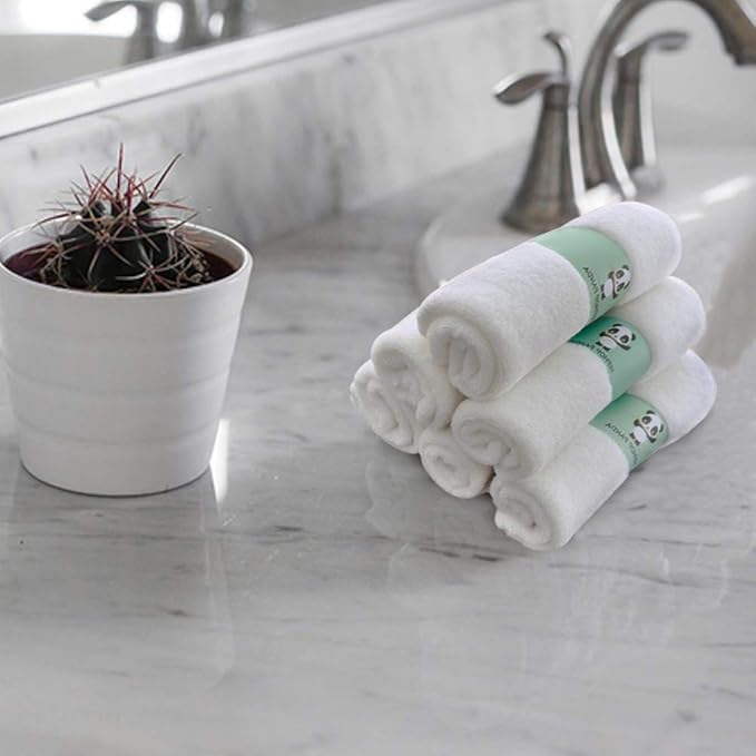 HIPHOP PANDA Baby Washcloths, Rayon Made from Bamboo - 2 Layer Ultra Soft Absorbent Newborn Bath Face Towel - Reusable Baby Wipes for Delicate Skin - Gray Stripe, 6 Pack