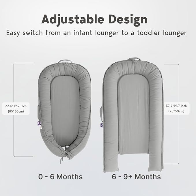 Infant Lounger, Baby Nest Cover for Baby Girls & Boys, Newborn Essentials for Baby 0-18 Months, 100% Cotton Breathable (Slate_Gray)