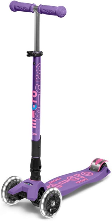 Micro Kickboard - Maxi Deluxe Foldable LED - Three Wheeled, Lean-to-Steer, Fold-to-Carry Swiss-Designed Micro Scooter for Kids with Motion-Activated Light-Up Wheels for Ages 5-12