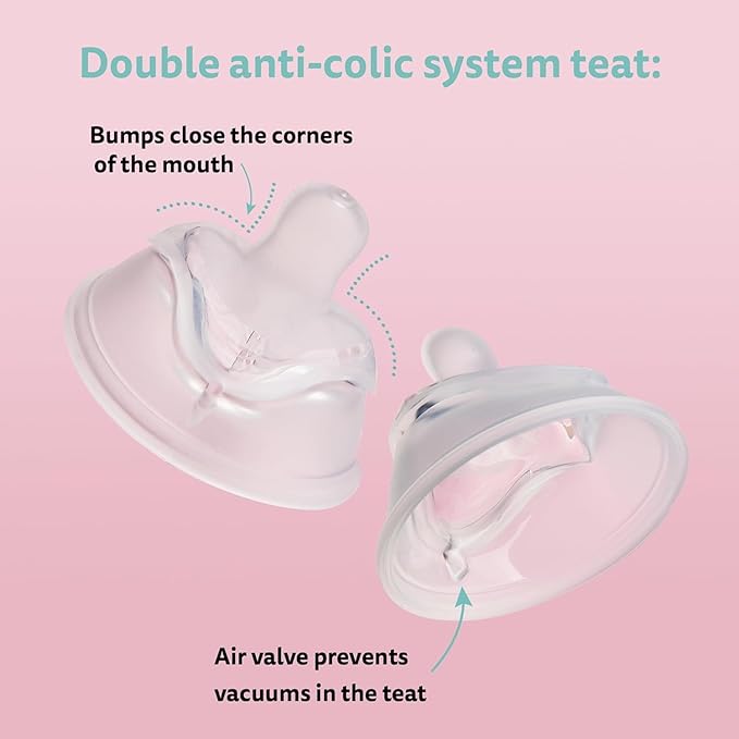 Herobility Double Anti-Colic Silicone Nipples, Baby Bottle Teats, Breast Like Shaped Nipples - Fits Herobility's & Eco Baby Bottles | Pack of 2 (Large Size)