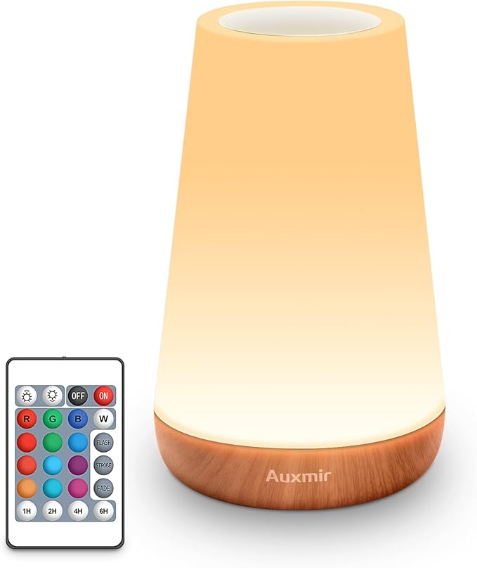 LED Night Light Bedside Lamp Touch and Remote Control Dimmable Tabletop 13 RGB Colors Changing 5 Brightness Adjustable Rechargeable Portable Lamp for Baby Kids Nursery Bedroom Bathroom Outdoor Camping