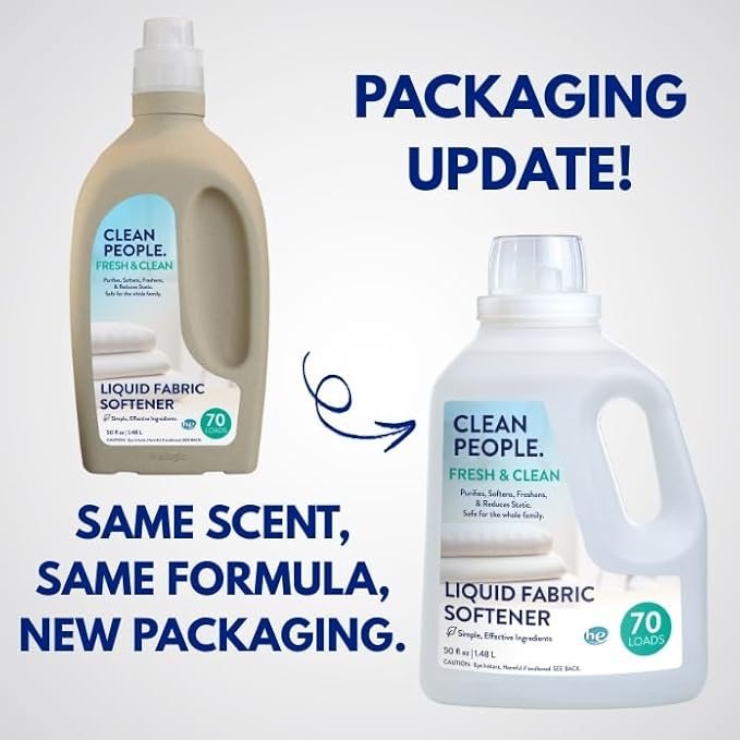 The Clean People Liquid Fabric Softener - Softens & Removes Static Cling - Vegan (100 Fl Oz, Fresh & Clean)